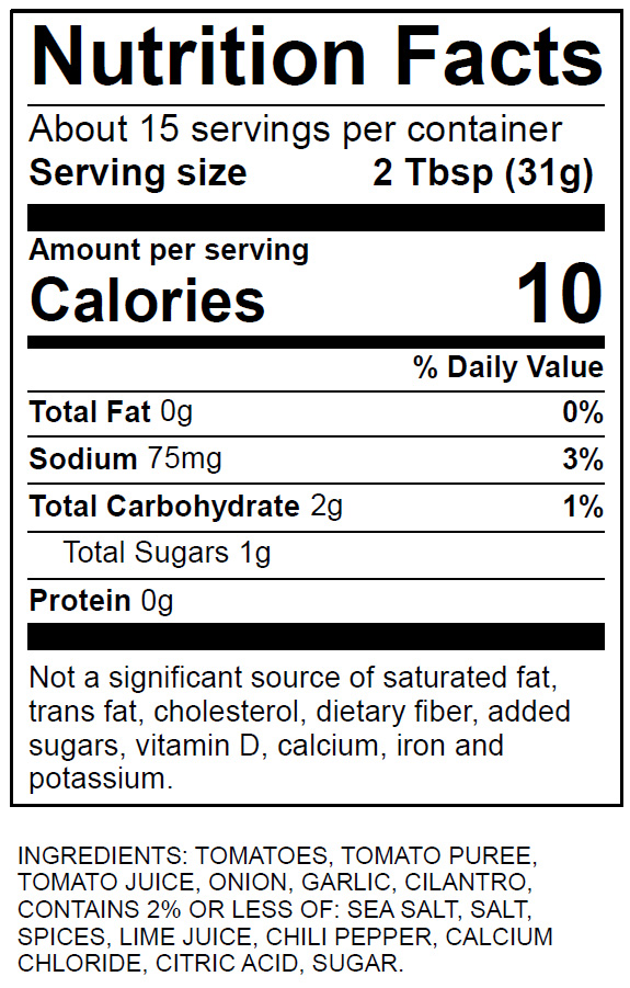 Timid Nutrition Information